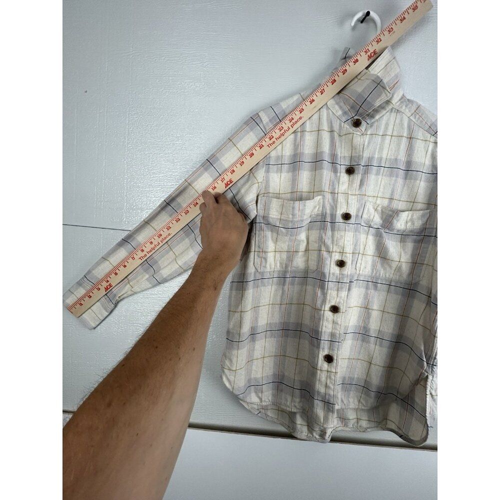 Everlane Shirt Womens 00 Button Up Cotton Yellow Beige Gray Plaid flannel - Picture 11 of 16